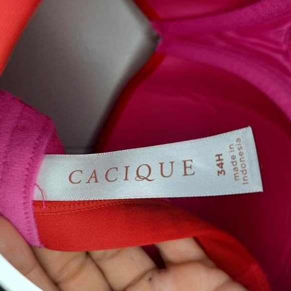 Cacique Pink and Red Lace Bra with Underwire Support - Picture 6 of 8